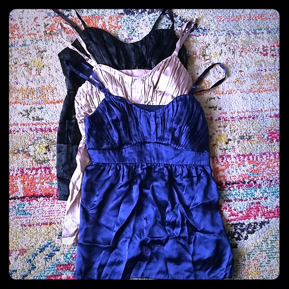 Set of three silk camisoles